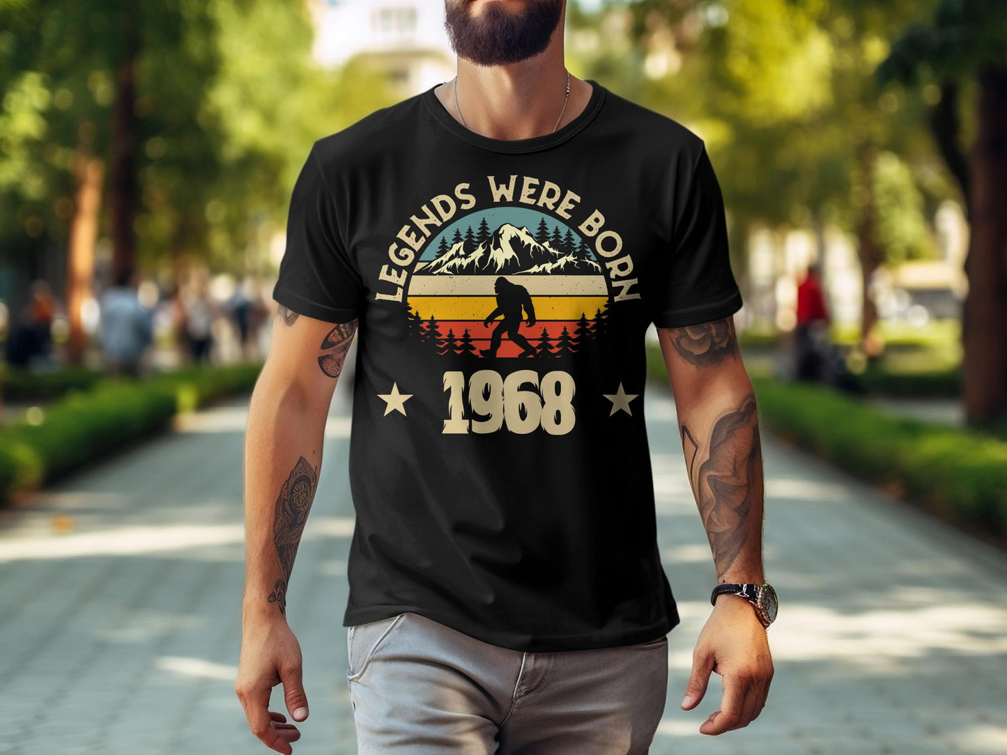 Legends Were Born 1968 Bigfoot Birthday T-Shirt