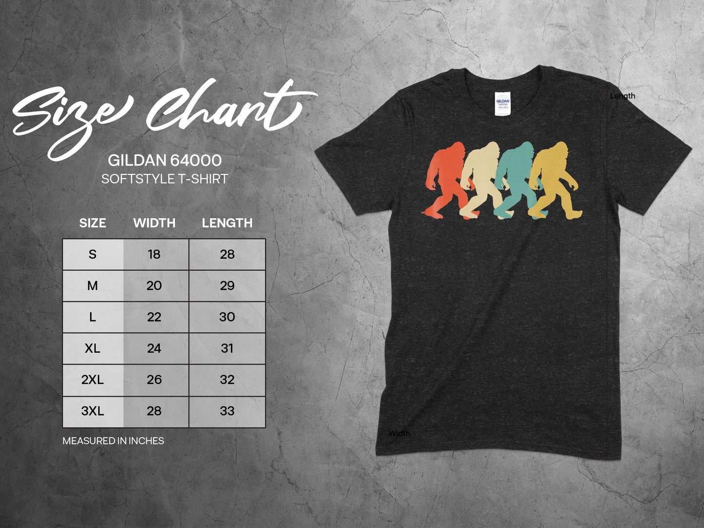 Bigfoot Colorful Silhouettes Design Graphic T-Shirt