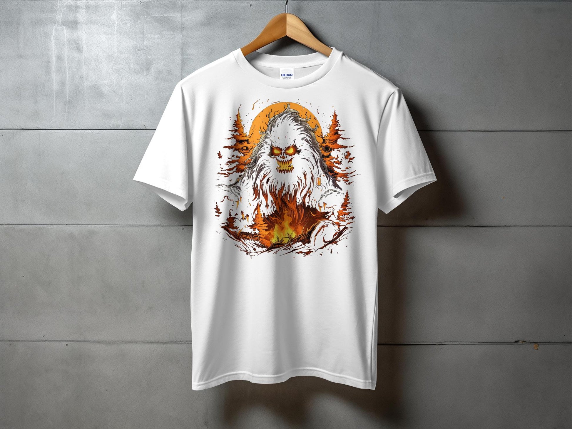 Bigfoot T-Shirt, Bigfoot Graphic Tee, Scary Bigfoot Shirt, Yeti Monster T-Shirt, Horror Style Bigfoot Top, Campfire Yeti Tee, Halloween