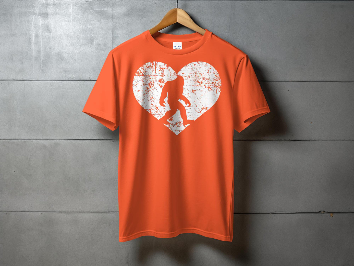 Bigfoot Silhouette Heart Print Unique Graphic T-Shirt