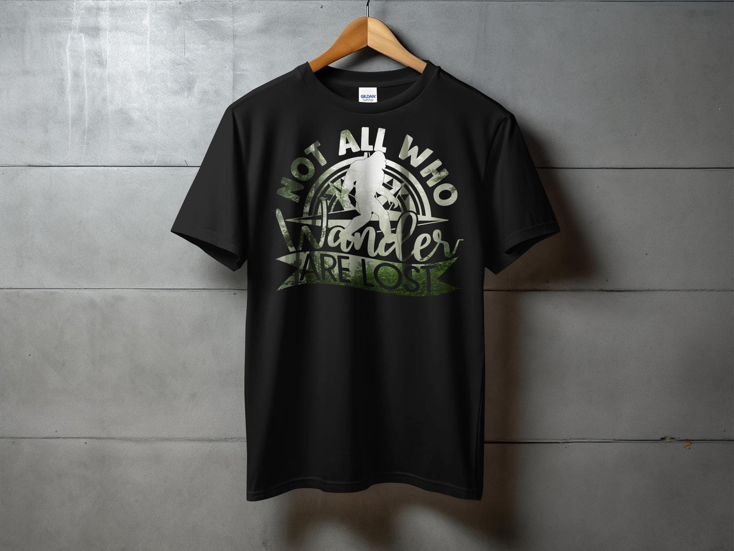 Not All Who Wander Are Lost Bigfoot T-Shirt, Outdoor Adventure Shirt, Hiking Graphic Tee, Wilderness Lover Gift, Unisex Casual Top