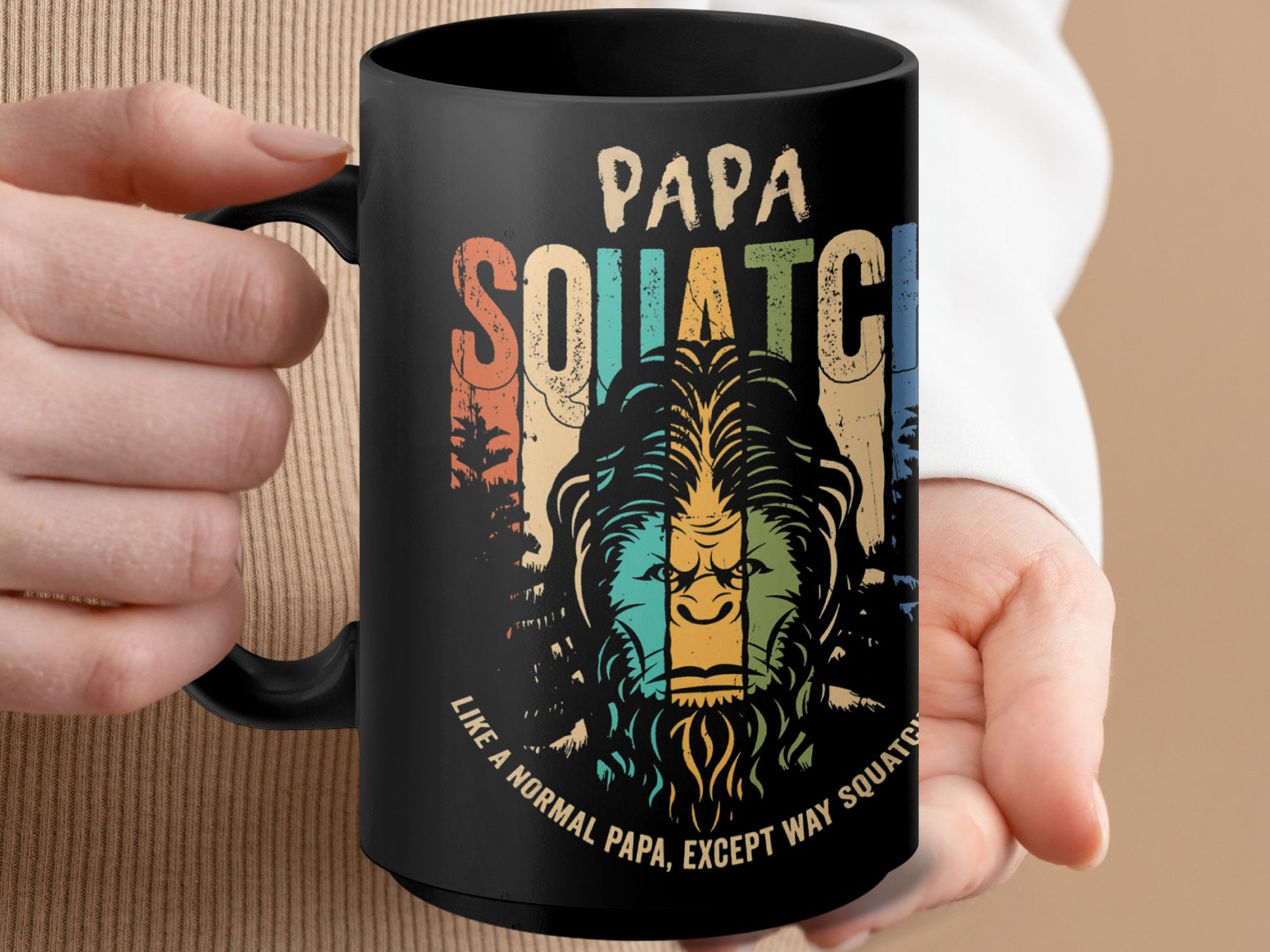 Papa Squatch Mug - Funny Coffee Cup for Dads Who Love Bigfoot Humor and Outdoors