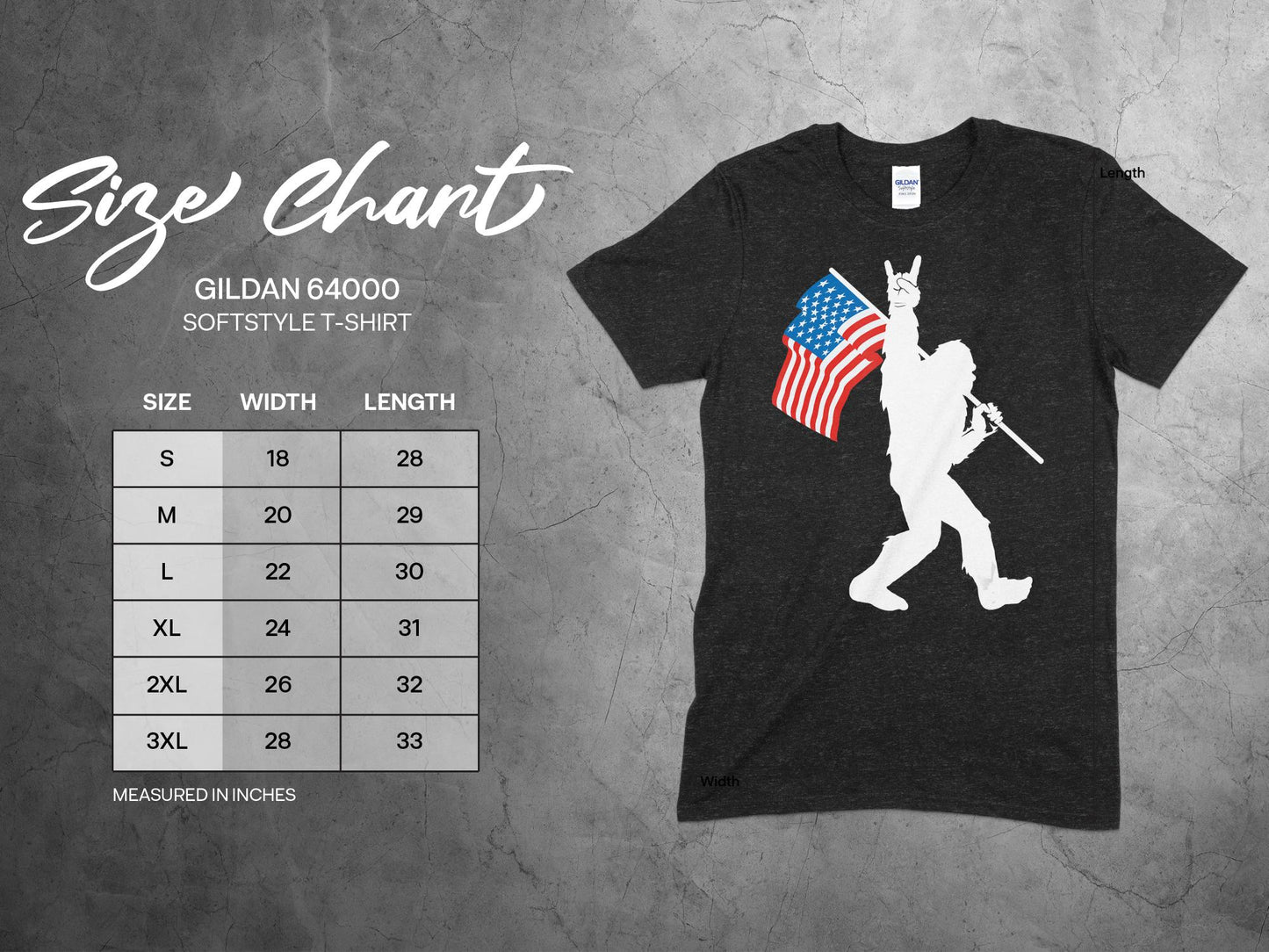 Bigfoot Holding USA Flag Patriotic Graphic T-Shirt