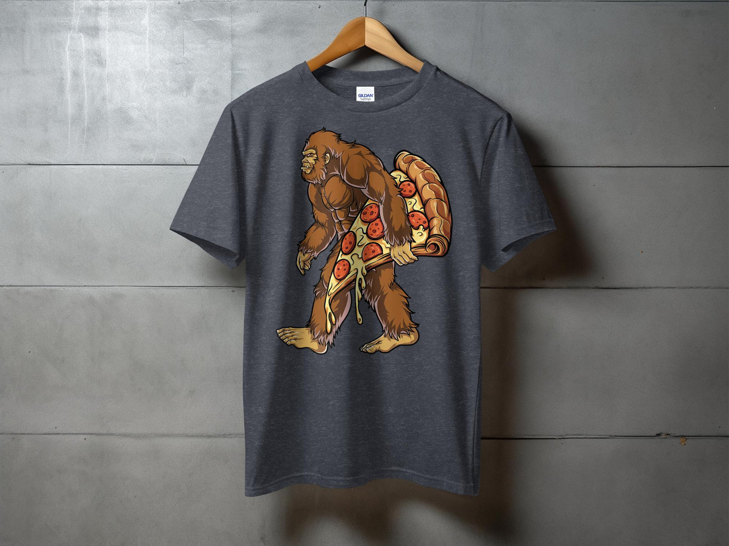 Bigfoot with Pizza Slice Fun Graphic T-Shirt