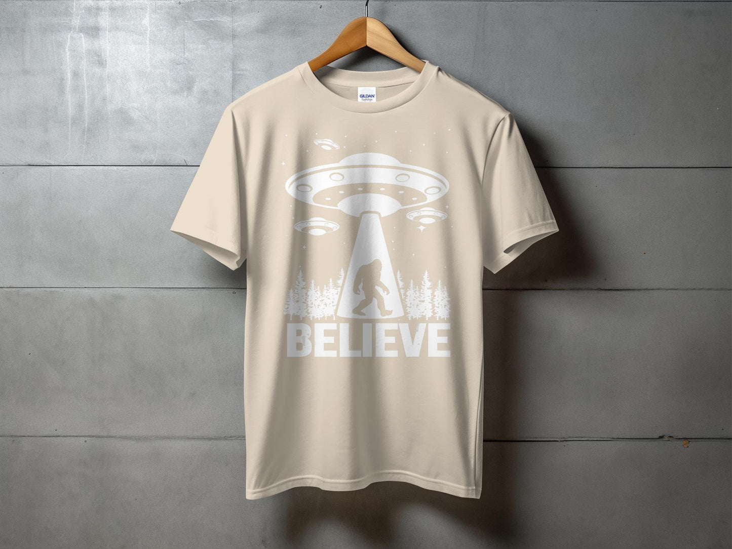 Unique Alien UFO Abduction Bigfoot Believe T-Shirt