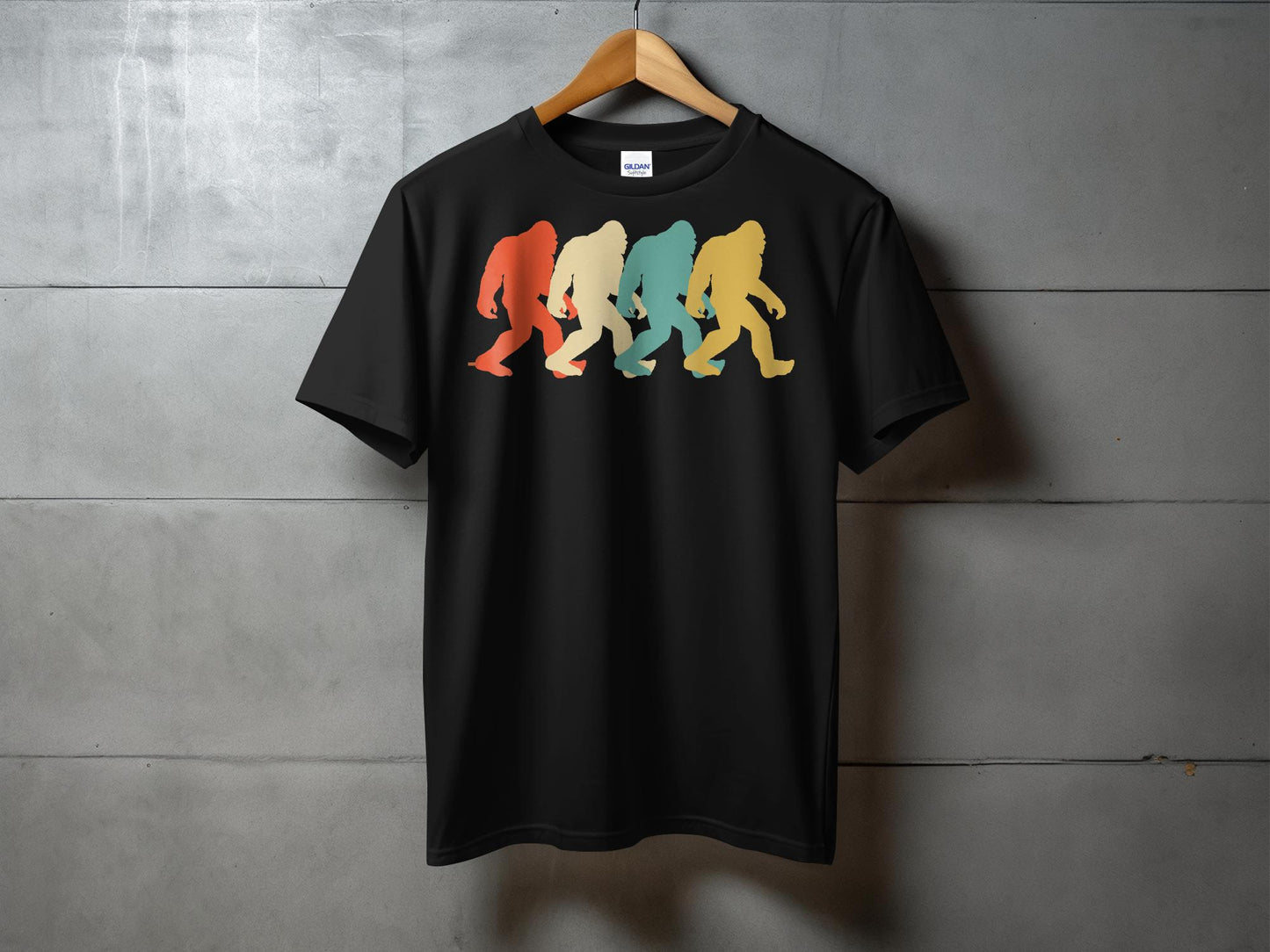 Bigfoot Colorful Silhouettes Design Graphic T-Shirt