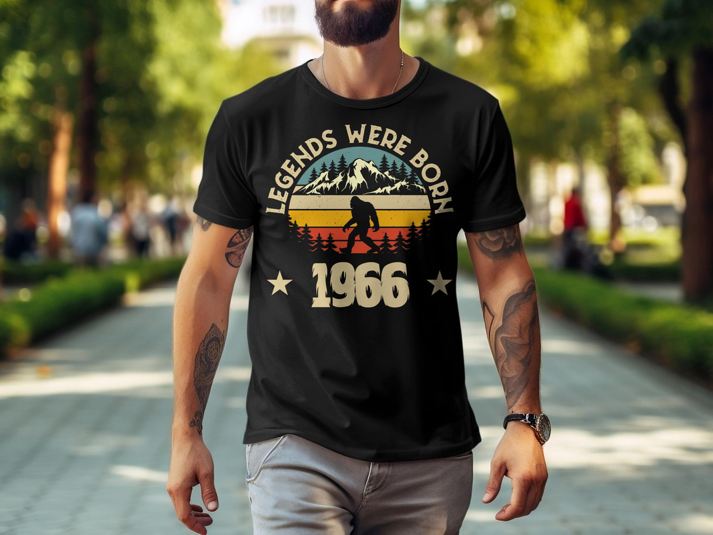 Legends Were Born 1966 Bigfoot Retro Mountains T-Shirt