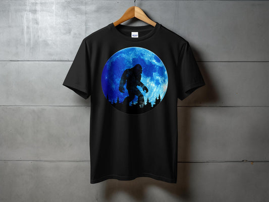 Bigfoot Silhouette Walking Against Full Moon T-Shirt