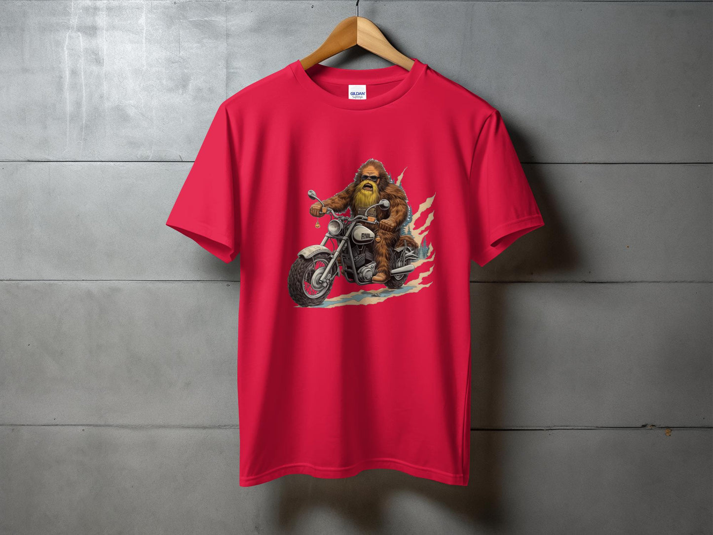 Bigfoot Riding Motorcycle T-Shirt, Funny Sasquatch Biker Tee, Unique Bigfoot Graphic Tee, Cool Bigfoot Shirt, Cryptid Lovers Gift