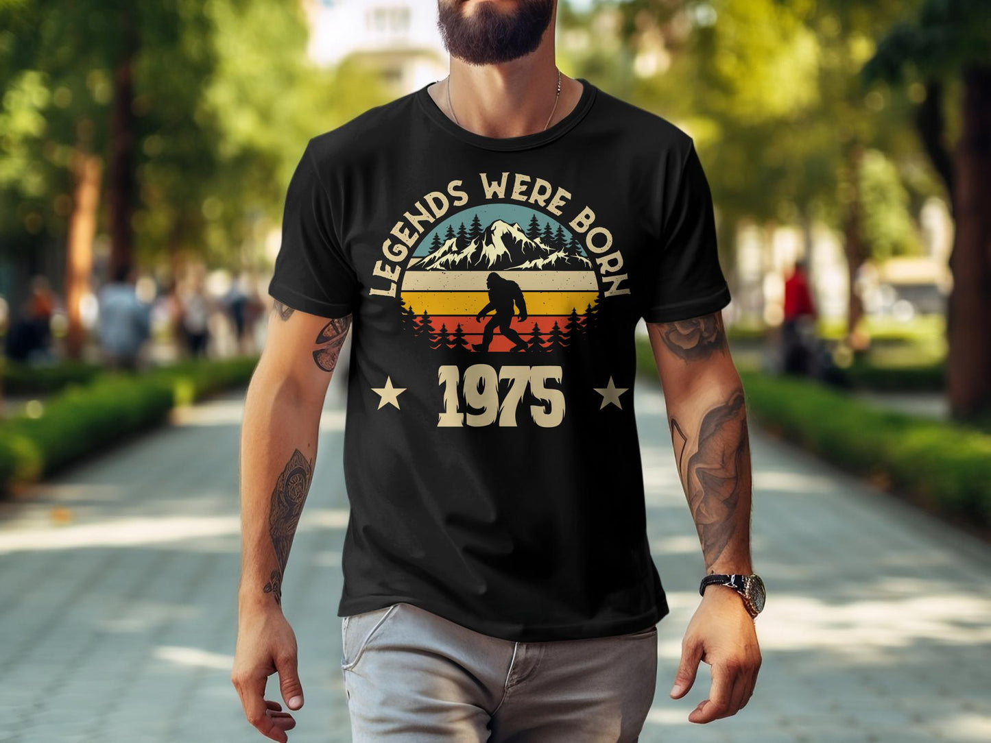 Legends Were Born 1975 Retro Bigfoot T-Shirt