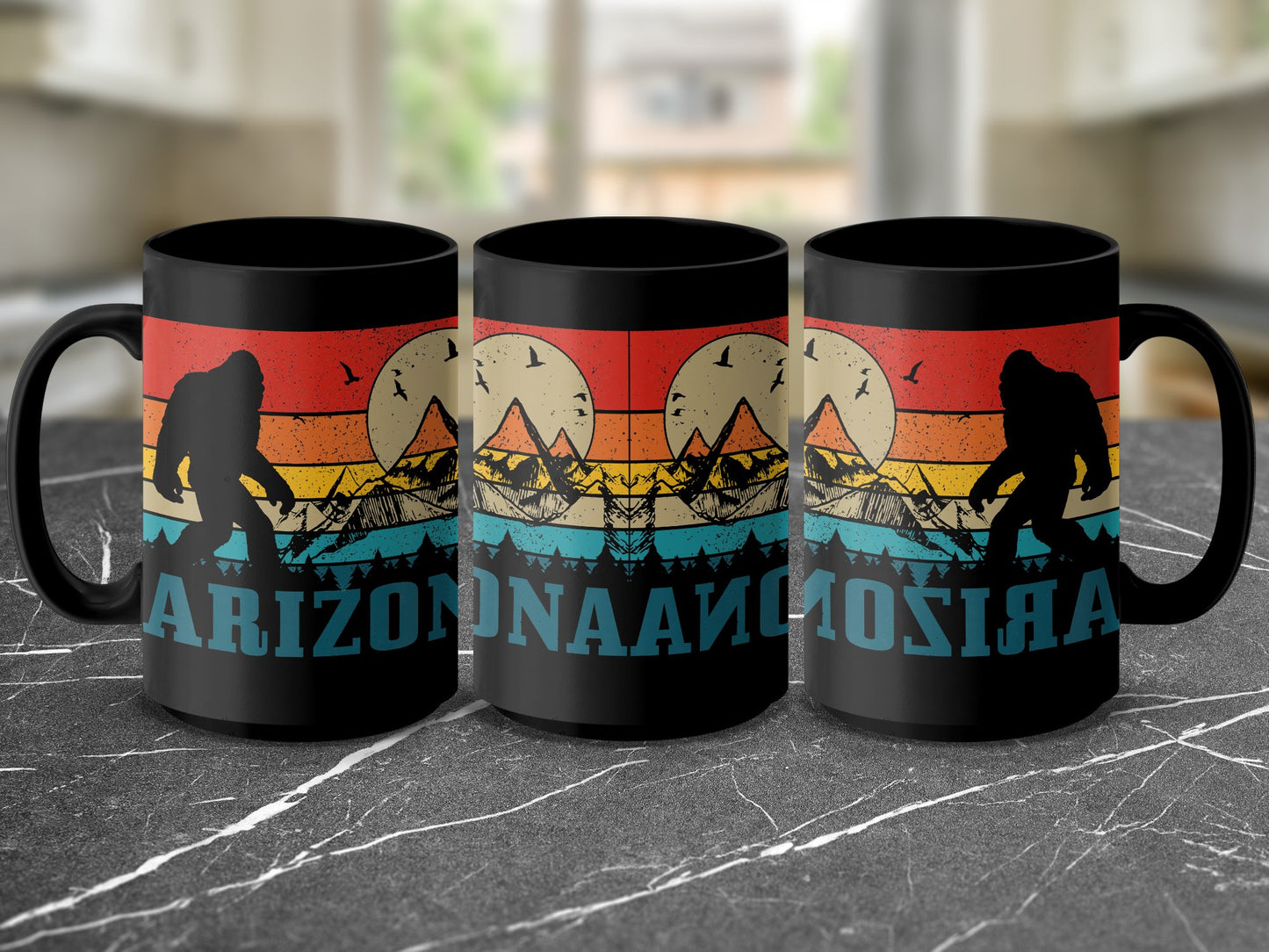 Bigfoot Coffee Mug with Retro Arizona Design, Perfect for Nature Lovers and Bigfoot Enthusiasts