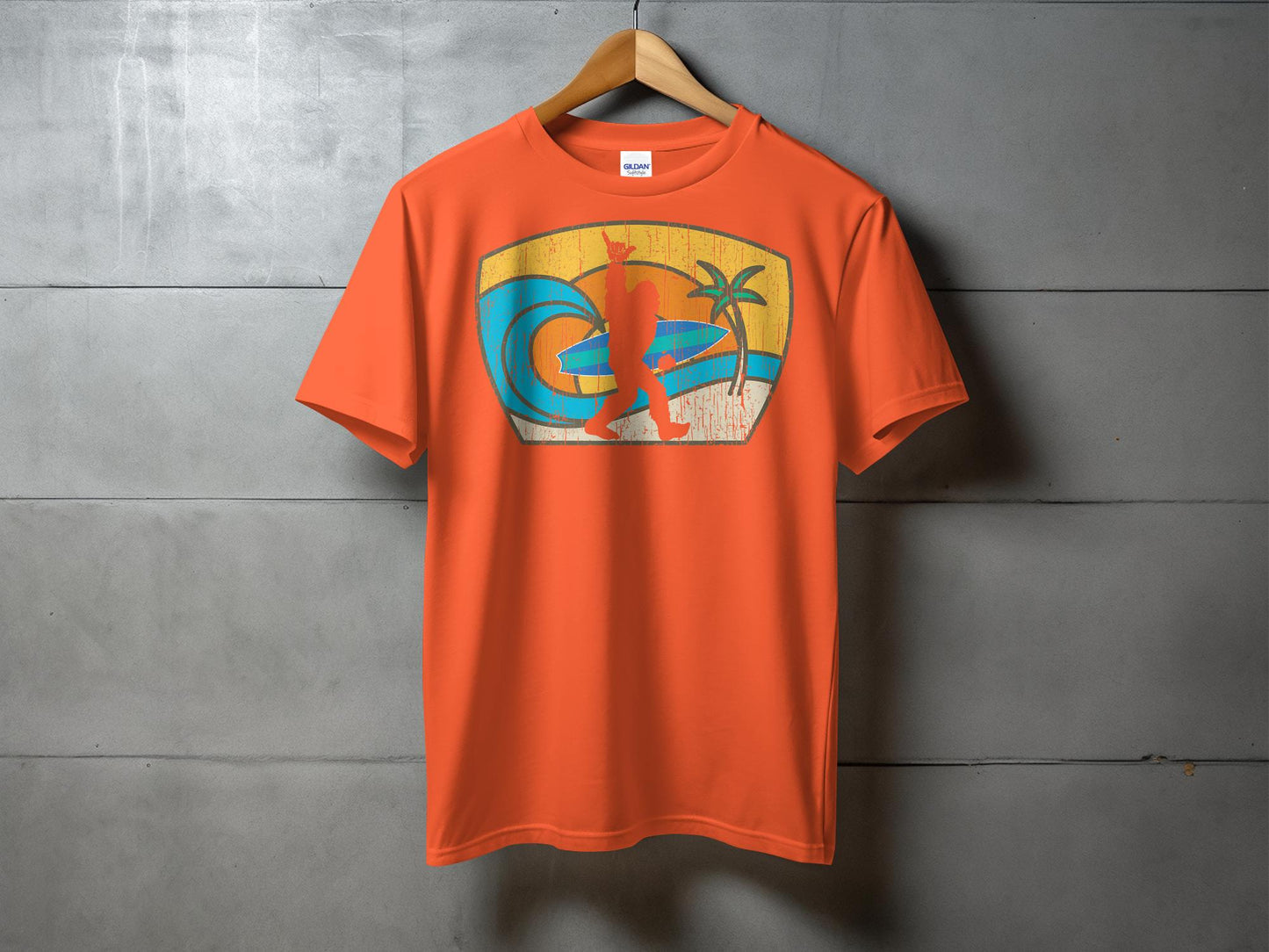 Vintage Surfing Sasquatch Retro Beach Graphic T-Shirt