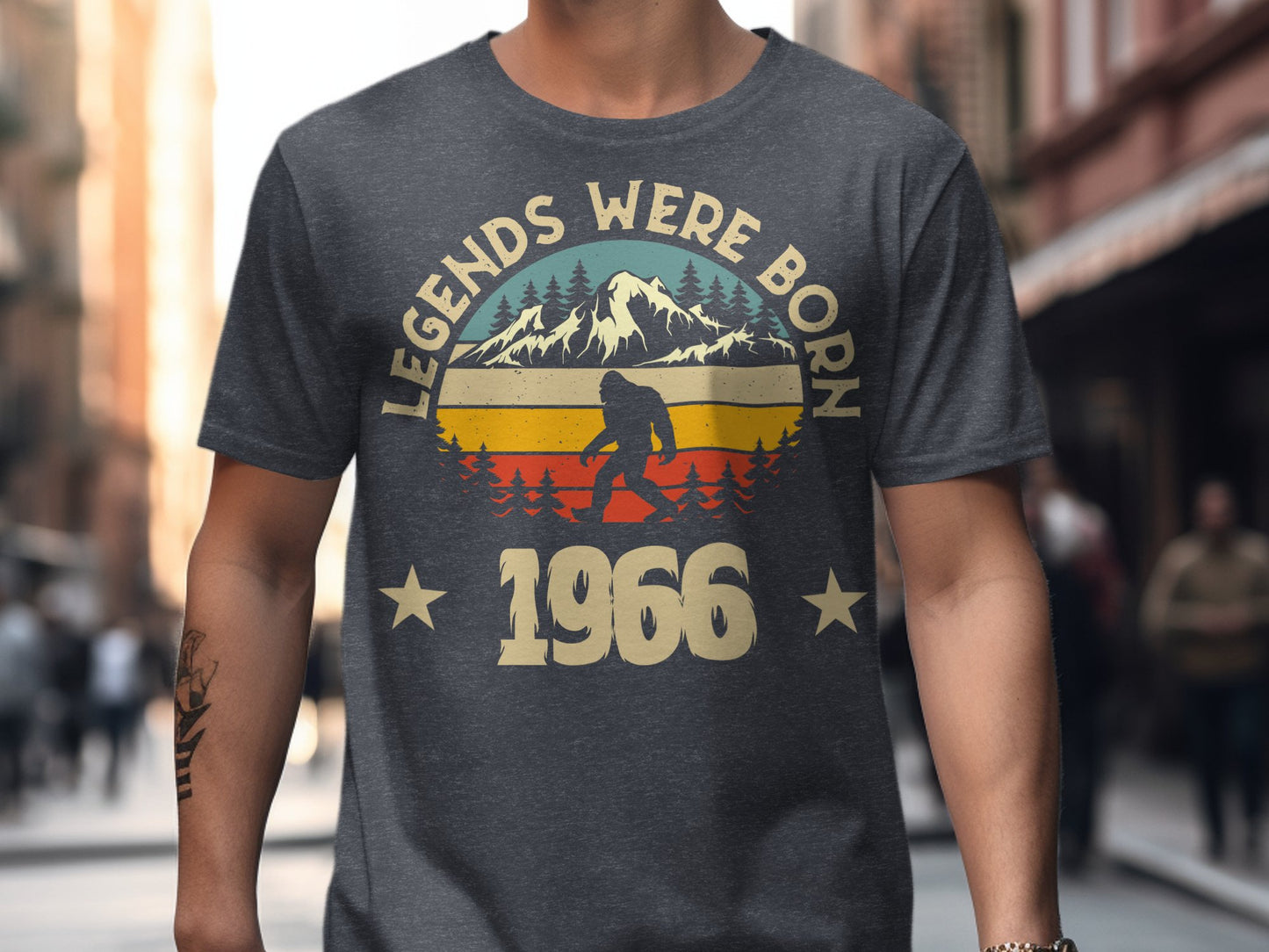 Legends Were Born 1966 Bigfoot Retro Mountains T-Shirt