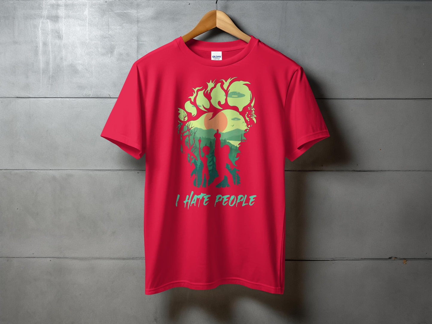 I Hate People Alien Bigfoot Design Unique T-Shirt