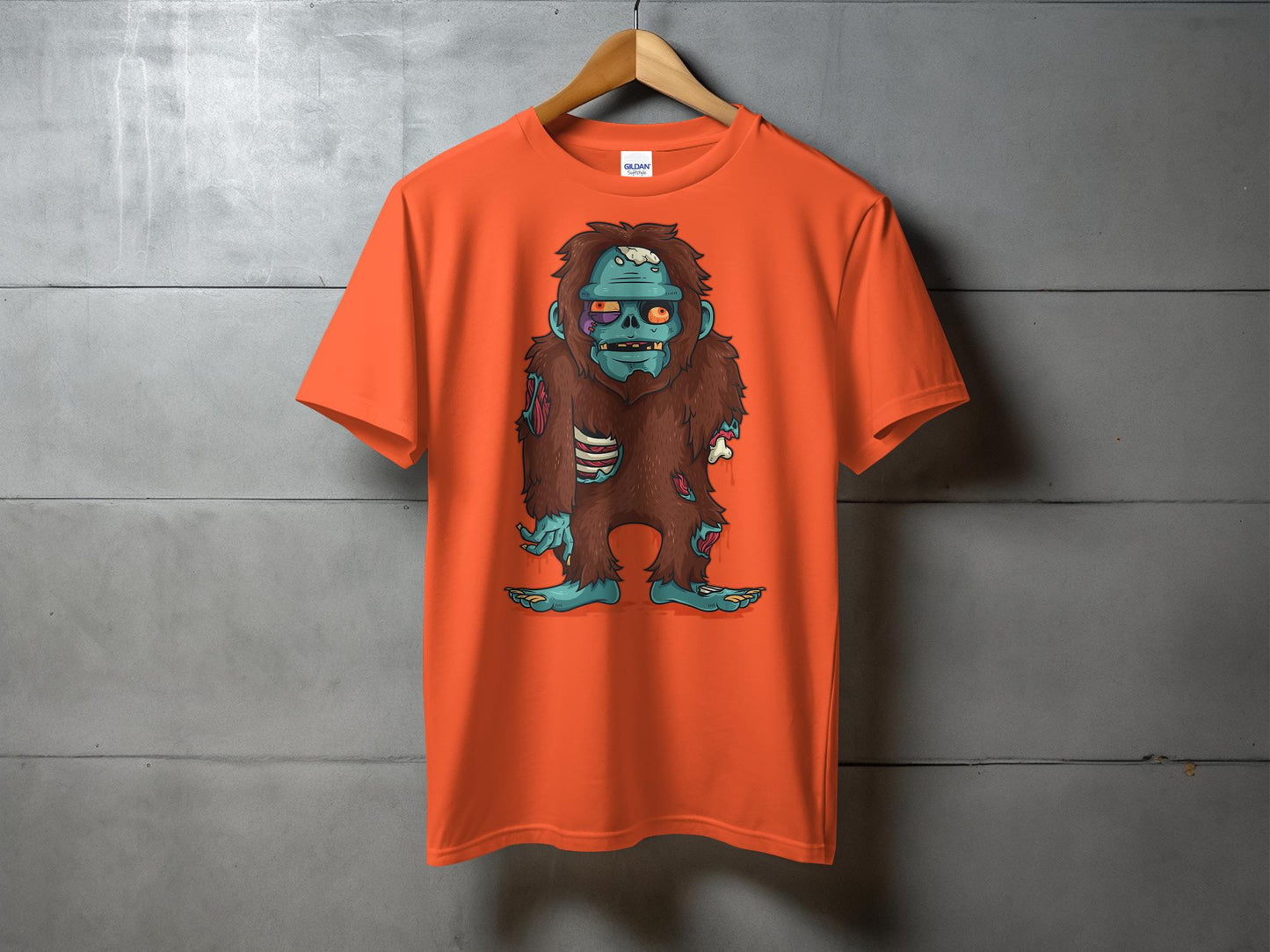 Zombie Bigfoot Graphic Design Horror Style T-Shirt