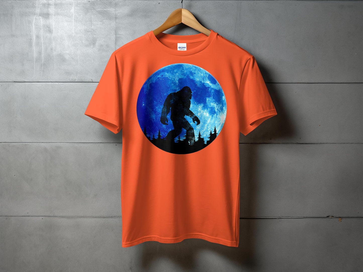 Bigfoot Silhouette Walking Against Full Moon T-Shirt