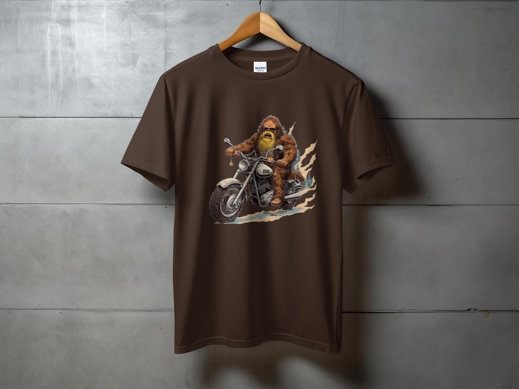 Bigfoot Riding Motorcycle T-Shirt, Funny Sasquatch Biker Tee, Unique Bigfoot Graphic Tee, Cool Bigfoot Shirt, Cryptid Lovers Gift