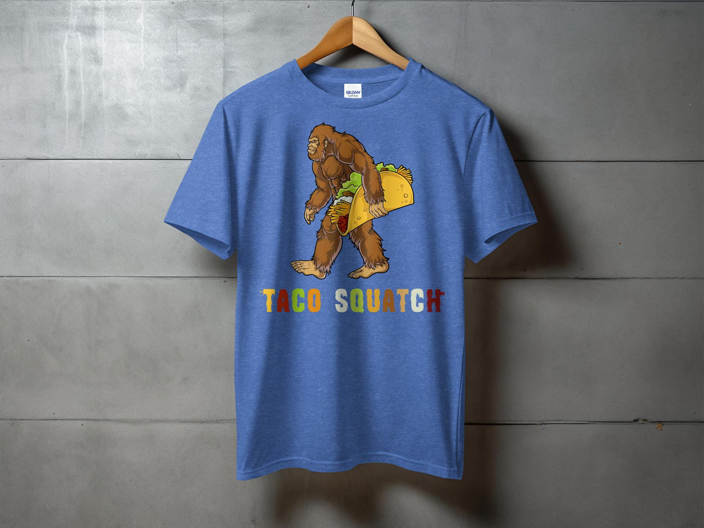 Funny Bigfoot Carrying Taco with TACO SQUATCH Shirt