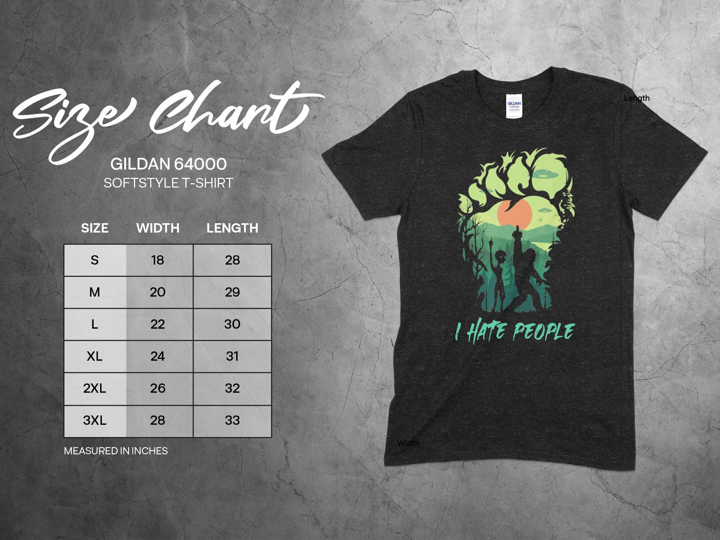 I Hate People Alien Bigfoot Design Unique T-Shirt