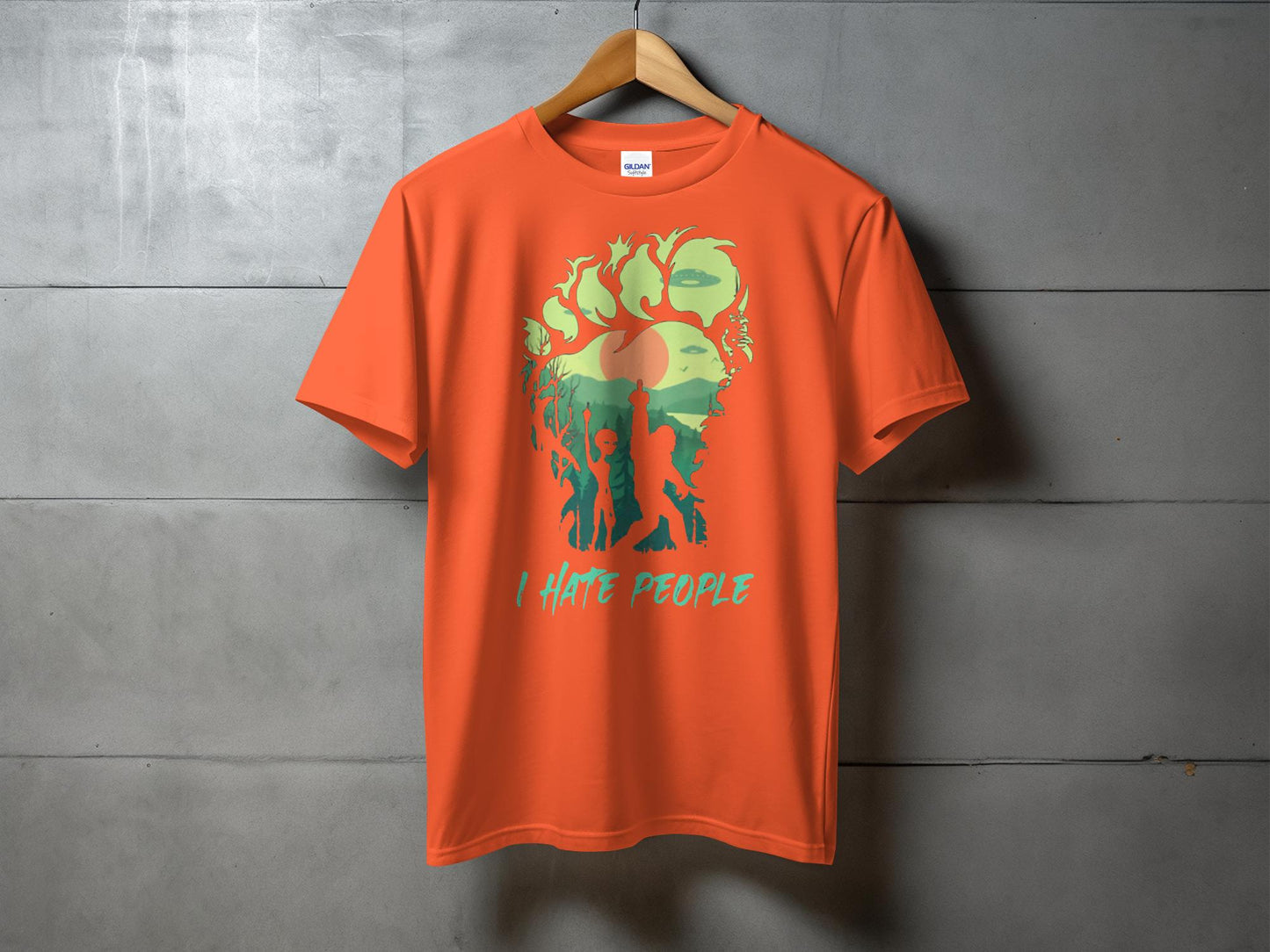 I Hate People Alien Bigfoot Design Unique T-Shirt