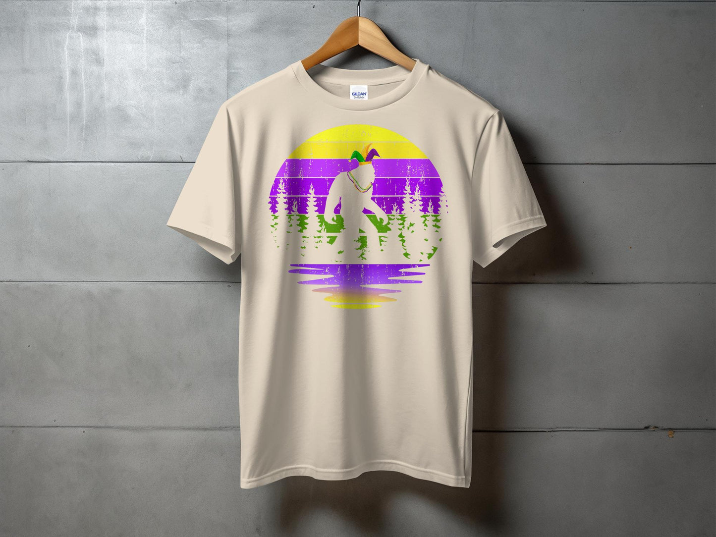 Bigfoot Mardi Gras Festival Themed Graphic T-Shirt