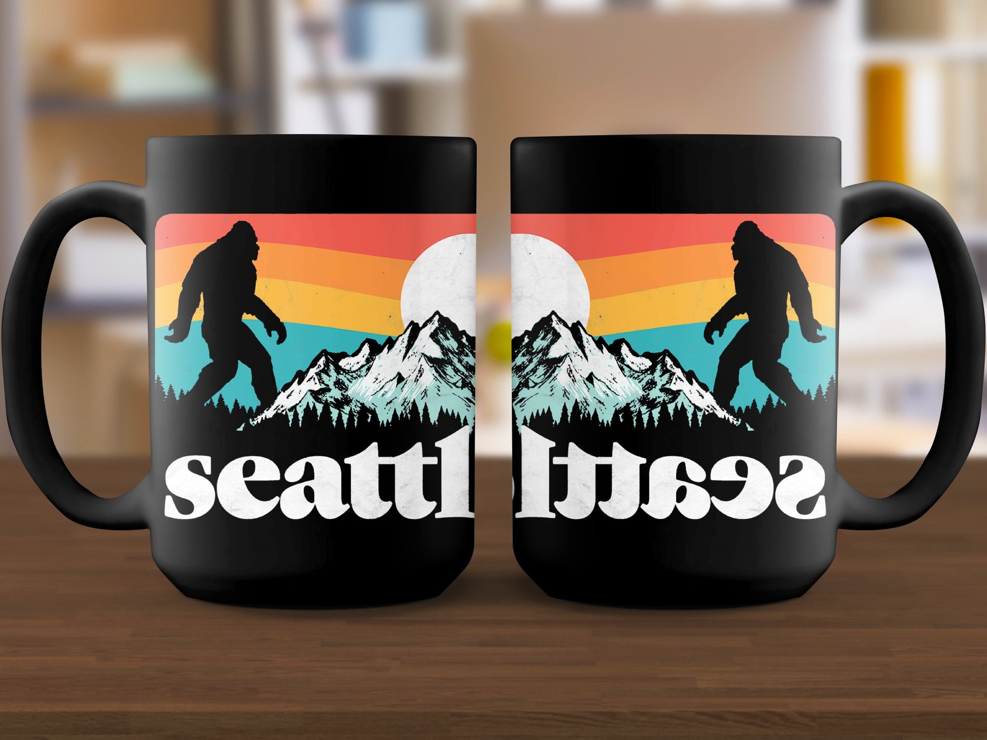 Seattle Bigfoot Coffee Mug - Unique Mount Rainier Design for Adventure Lovers, Gift Idea