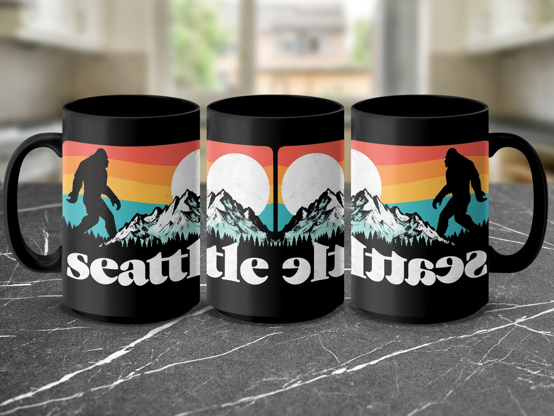 Seattle Bigfoot Coffee Mug - Unique Mount Rainier Design for Adventure Lovers, Gift Idea