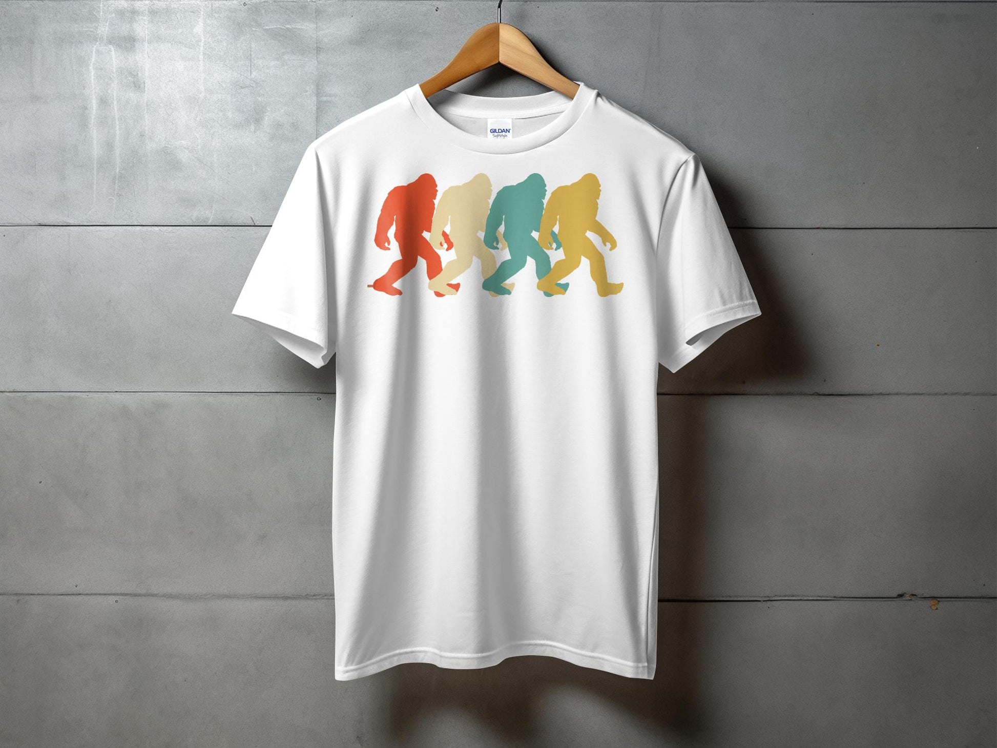 Bigfoot Colorful Silhouettes Design Graphic T-Shirt