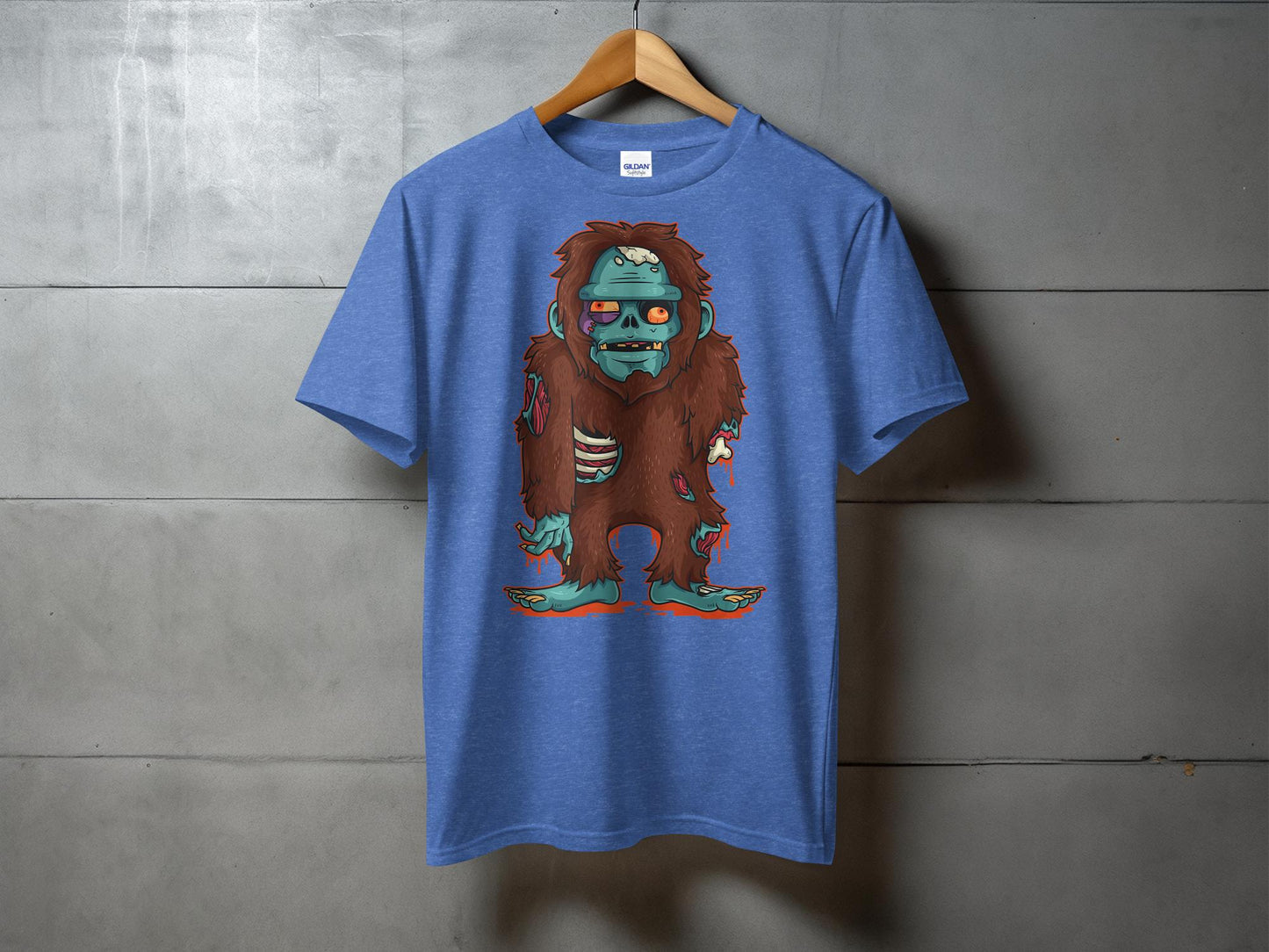 Zombie Bigfoot Graphic Design Horror Style T-Shirt