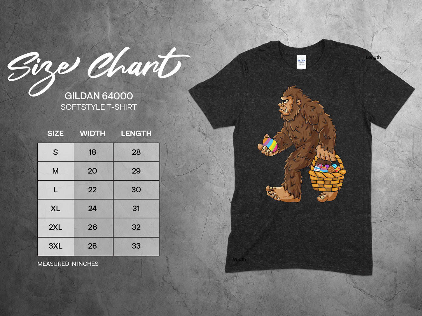 Bigfoot Holding Basket of Colorful Easter Eggs T-Shirt