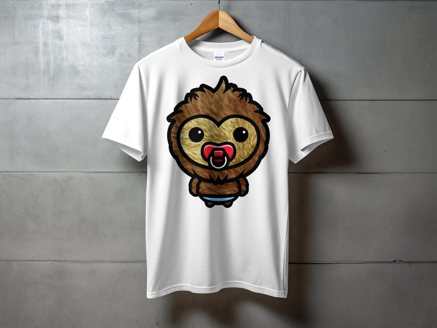 Cute Baby Bigfoot with Red Pacifier T-Shirt