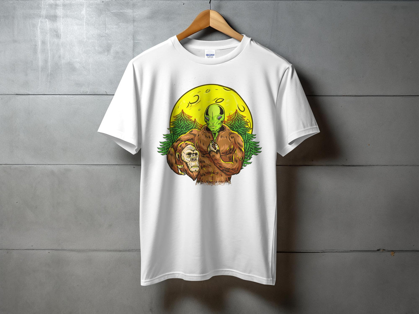 Alien Bigfoot Moon Shirt