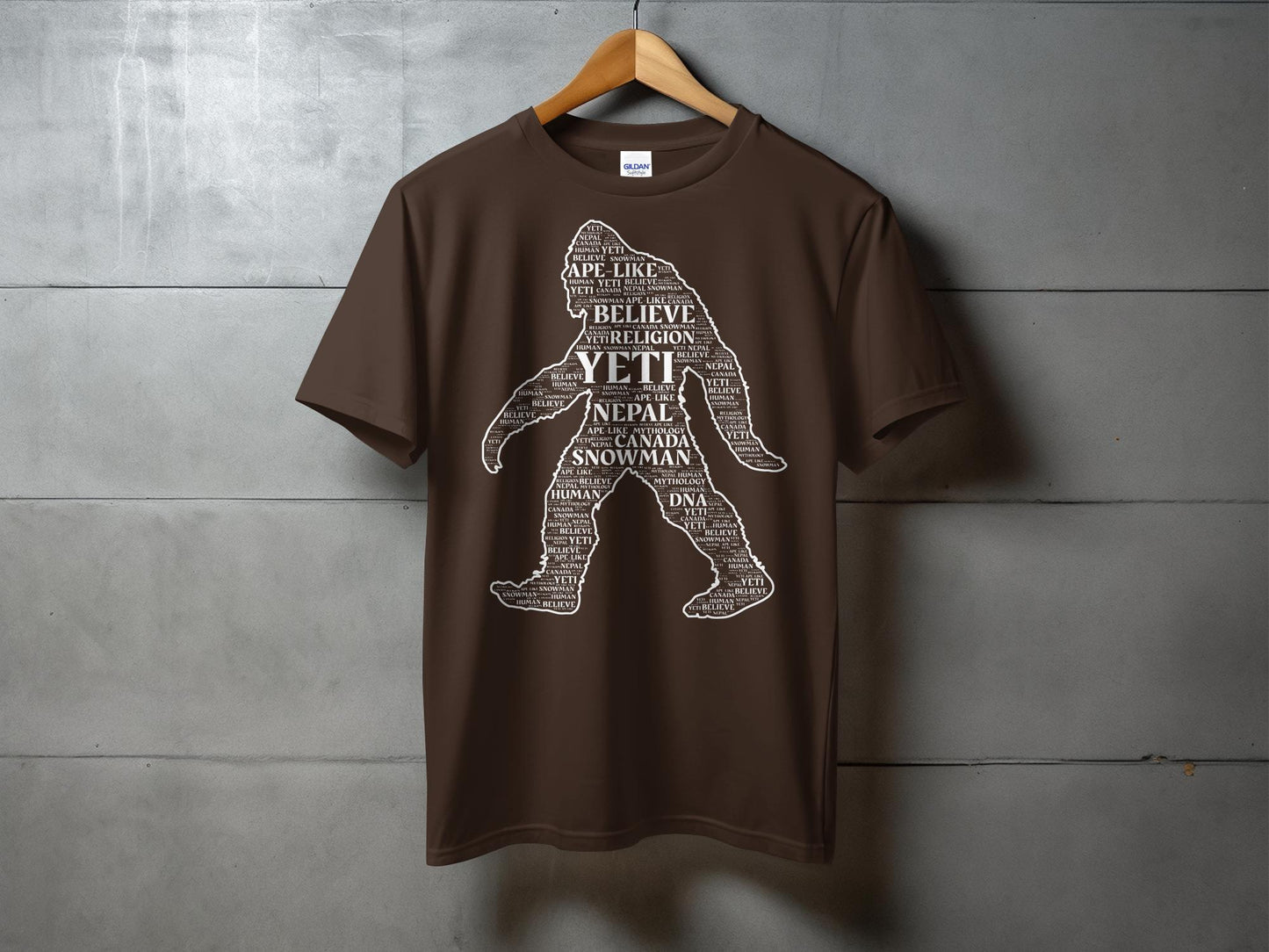 Bigfoot Word Art Design Featuring Yeti Snowman T-Shirt