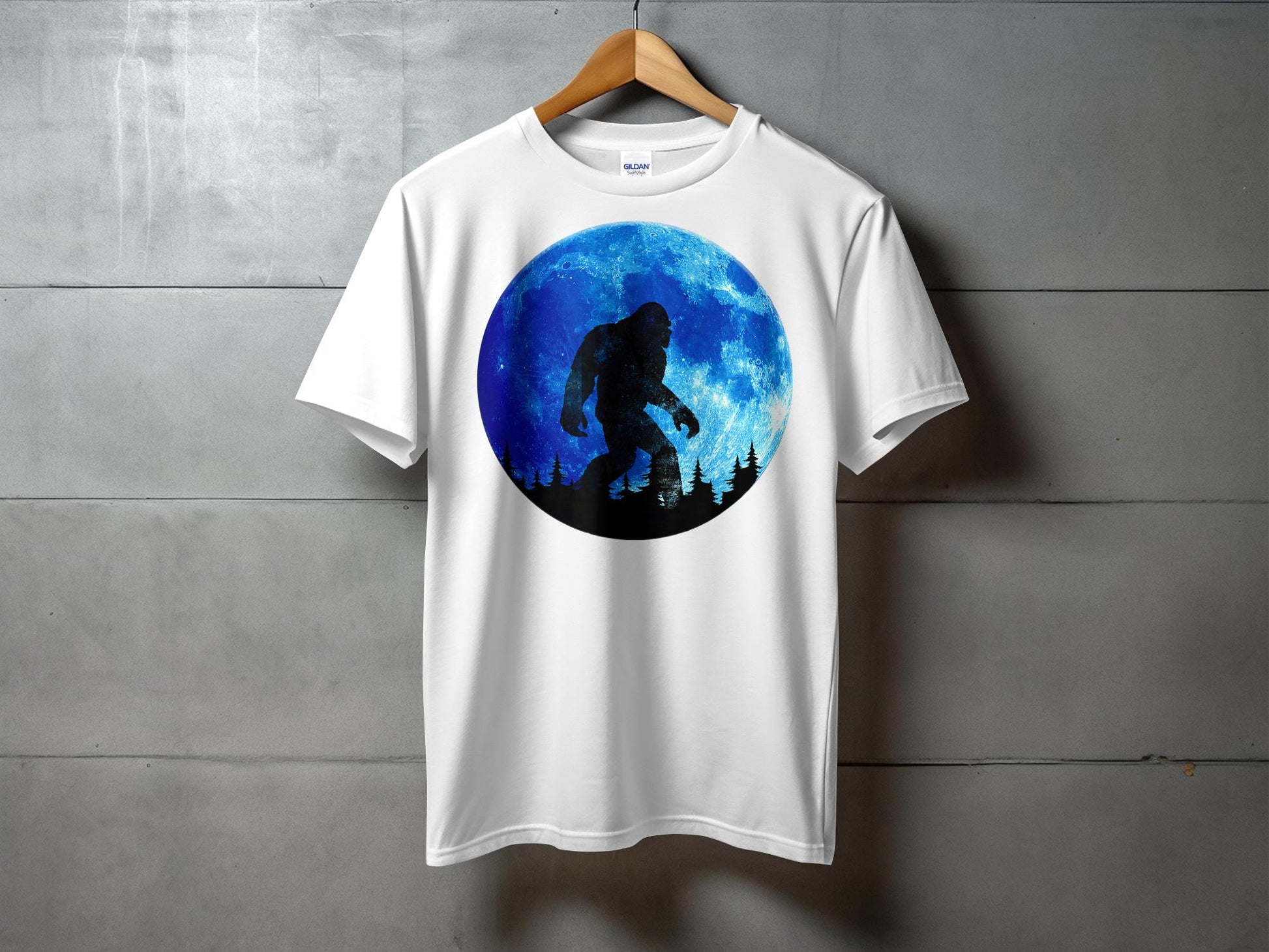 Bigfoot Silhouette Walking Against Full Moon T-Shirt