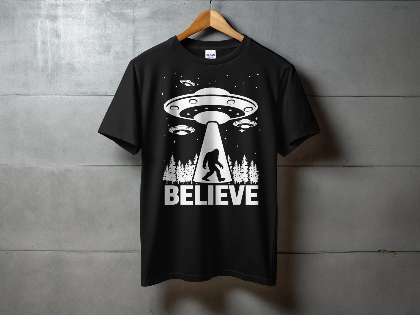 Unique Alien UFO Abduction Bigfoot Believe T-Shirt