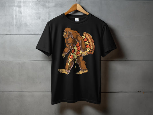 Bigfoot with Pizza Slice Fun Graphic T-Shirt