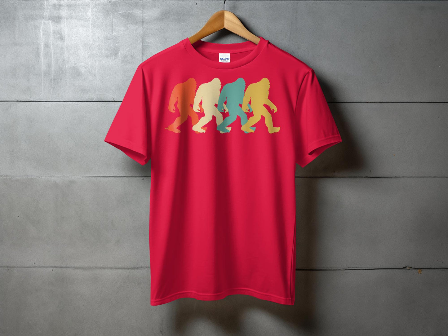 Bigfoot Colorful Silhouettes Design Graphic T-Shirt