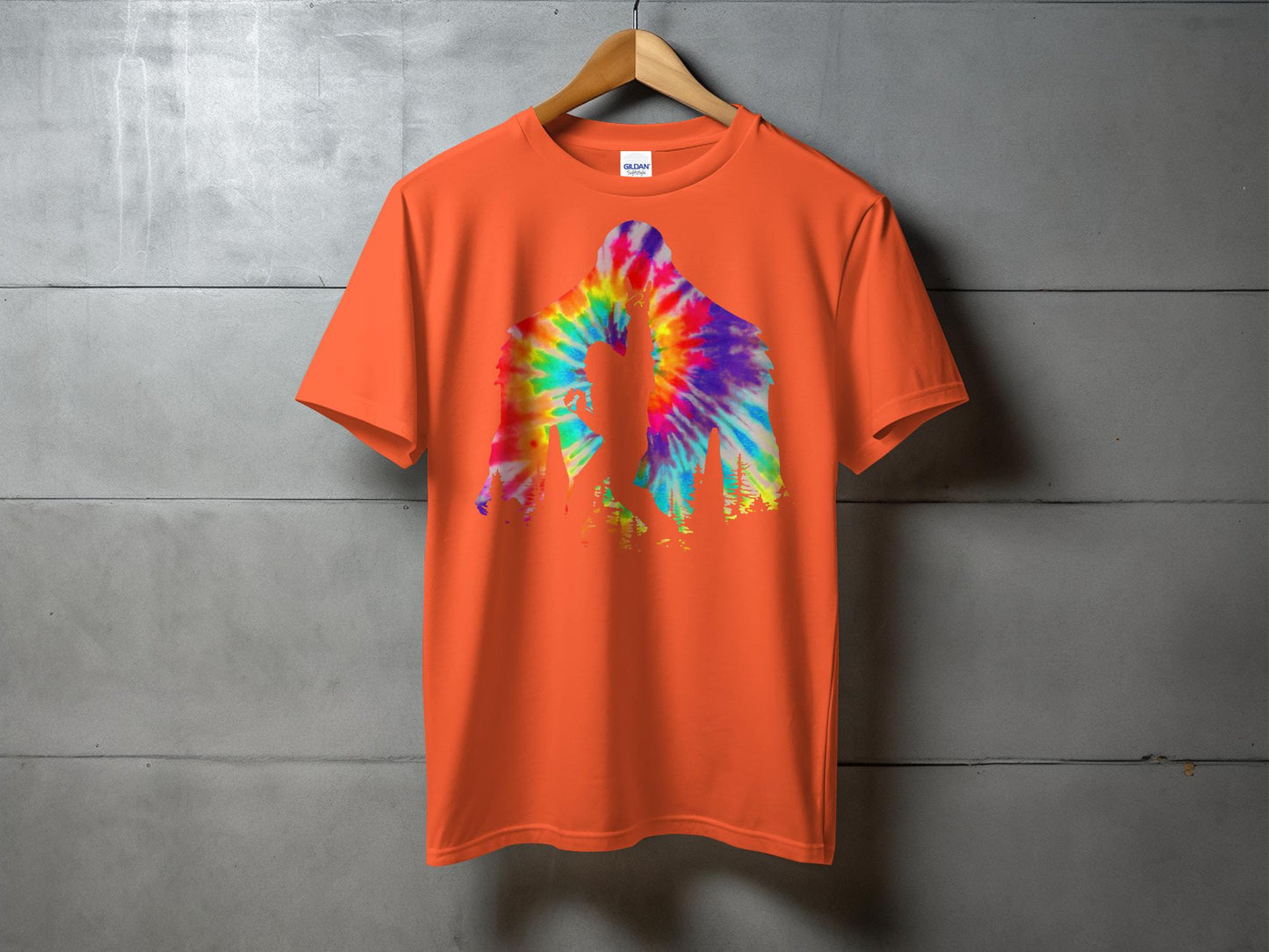 Vibrant Tie-Dye Bigfoot with Peace Gesture T-Shirt