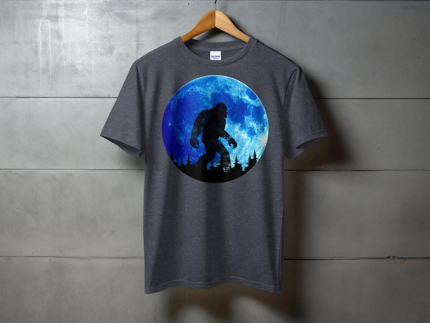 Bigfoot Silhouette Walking Against Full Moon T-Shirt