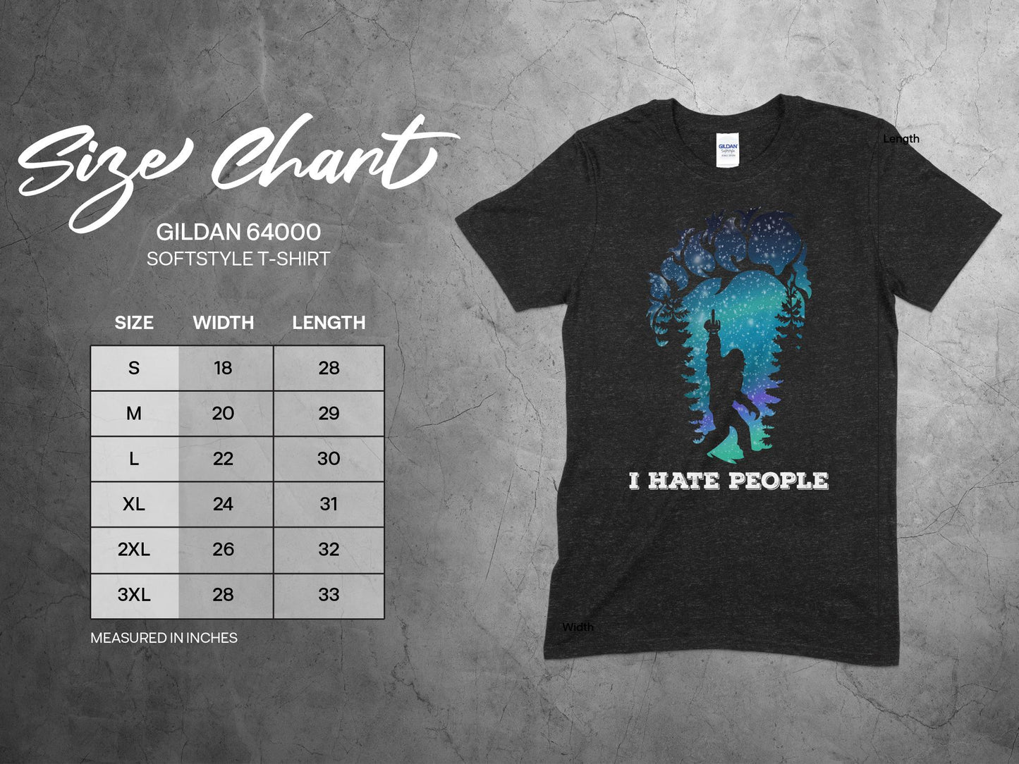 I Hate People Sasquatch Forest Galaxy Print T-Shirt