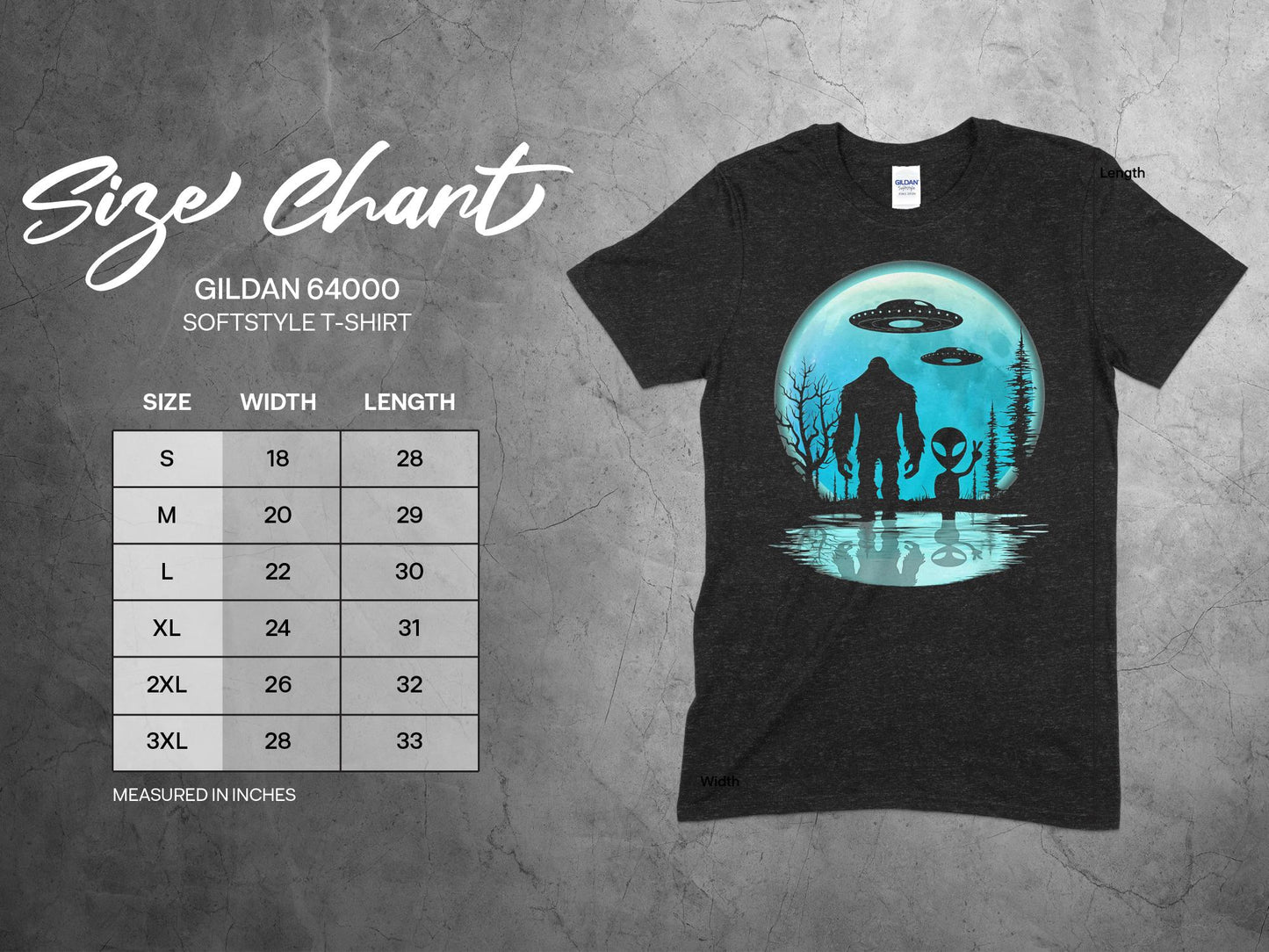 Bigfoot Alien Encounter Under UFOs T-Shirt