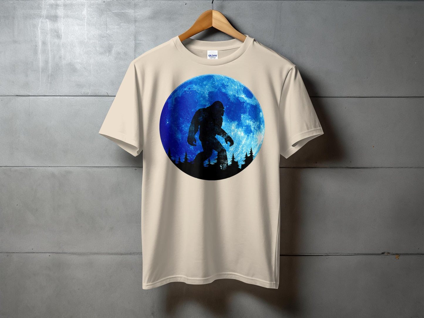 Bigfoot Silhouette Walking Against Full Moon T-Shirt