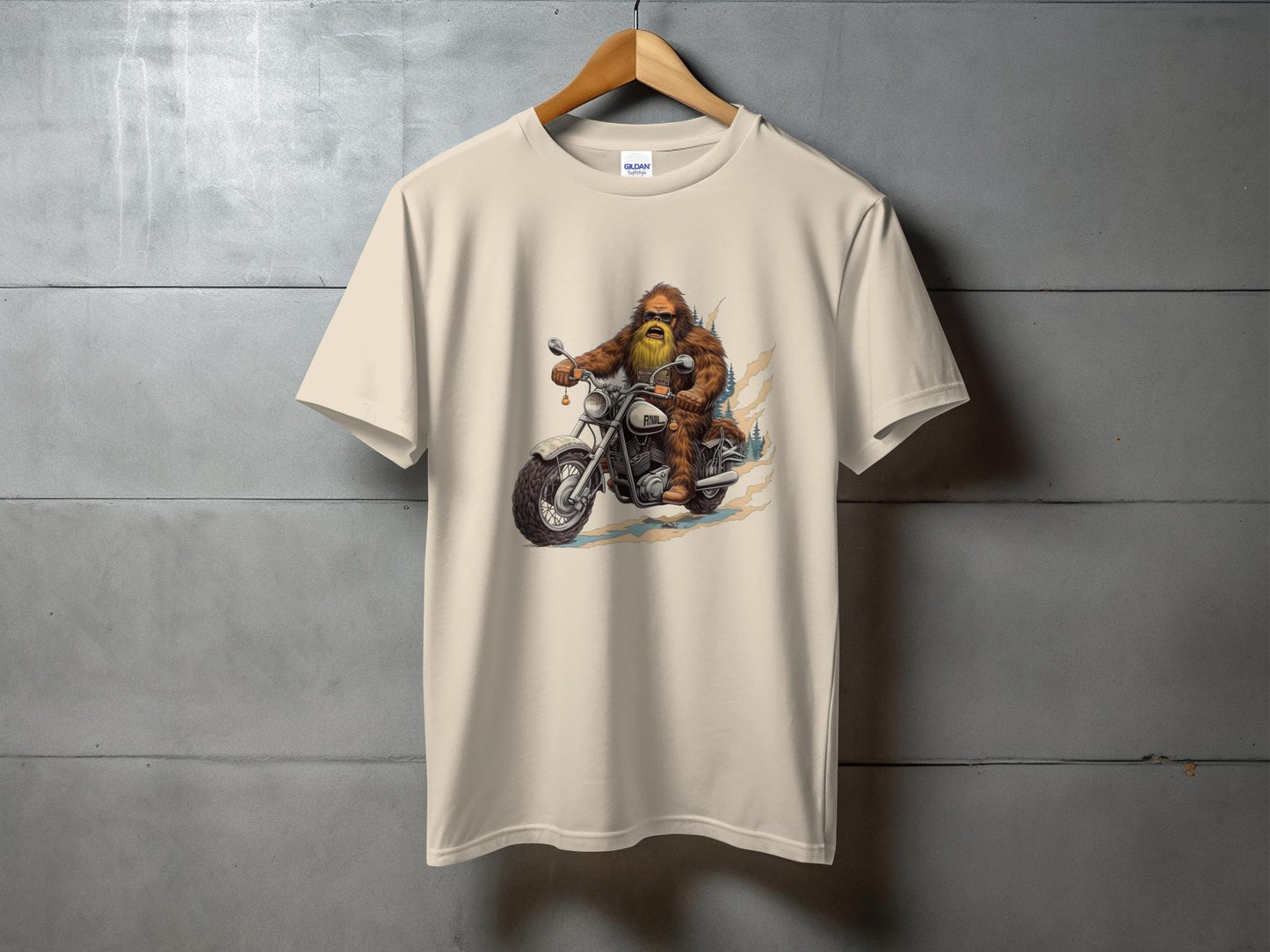 Bigfoot Riding Motorcycle T-Shirt, Funny Sasquatch Biker Tee, Unique Bigfoot Graphic Tee, Cool Bigfoot Shirt, Cryptid Lovers Gift