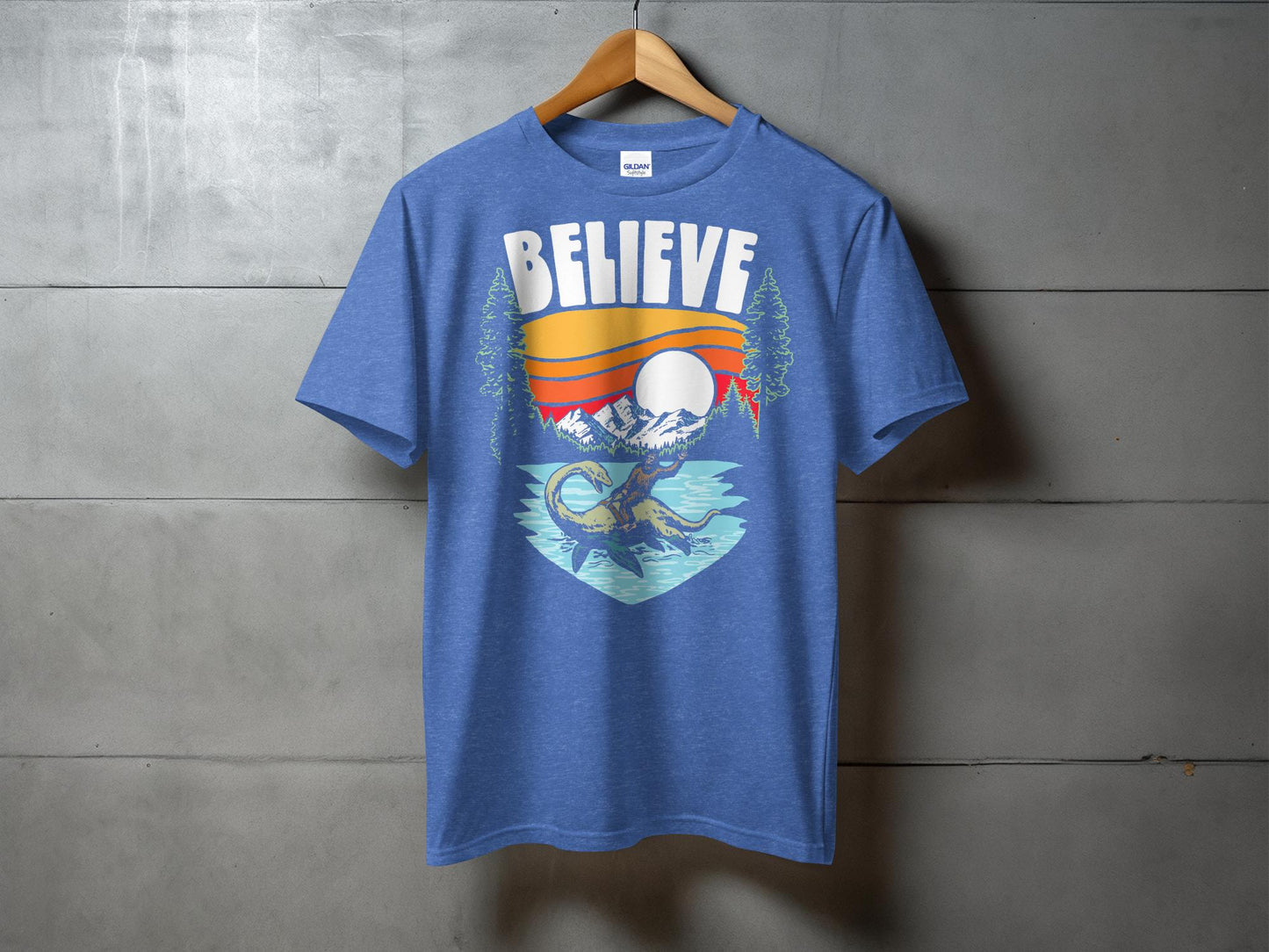 Fun Believe Bigfoot Riding Loch Ness Monster T-Shirt