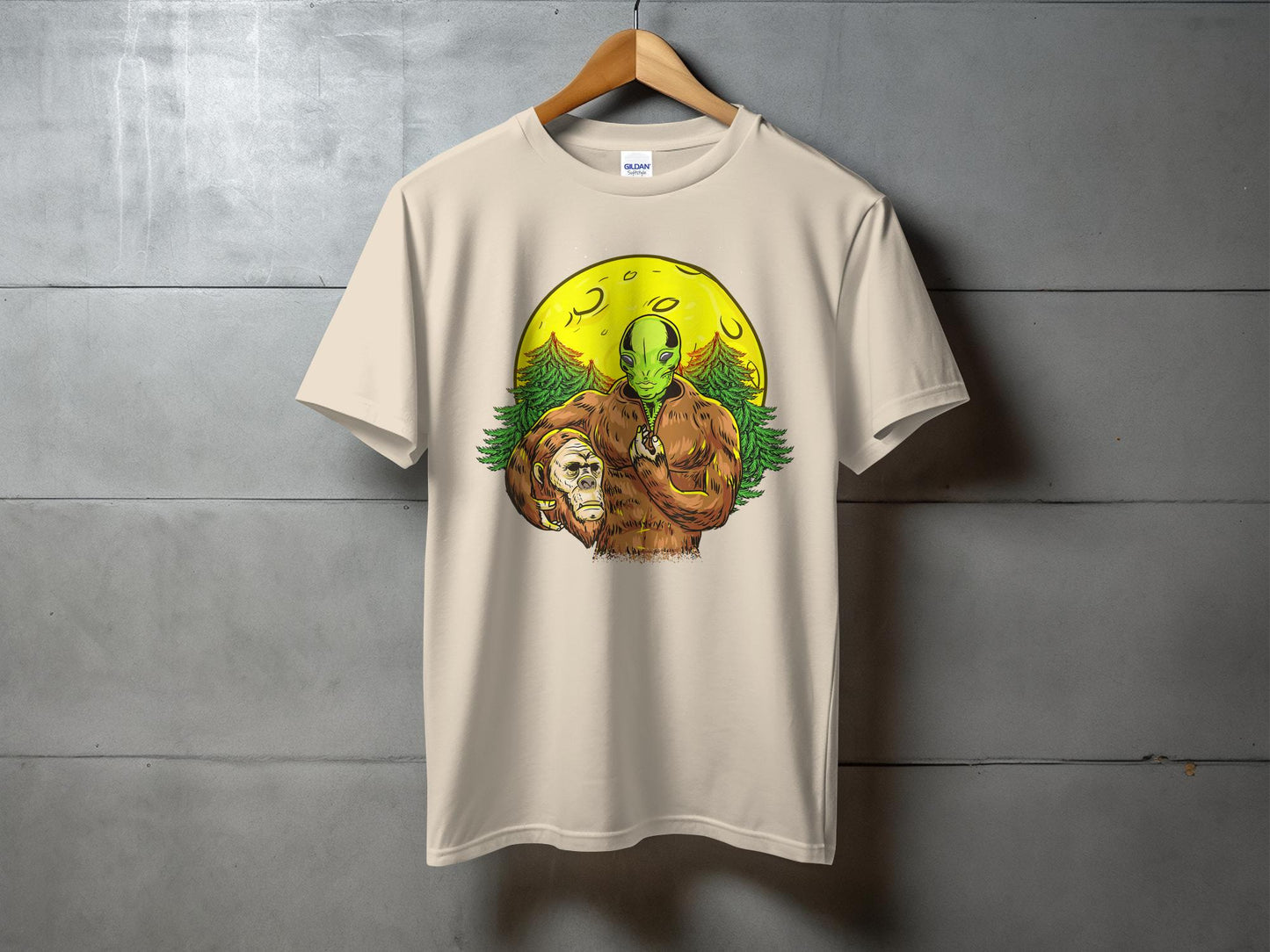 Alien Bigfoot Moon Shirt