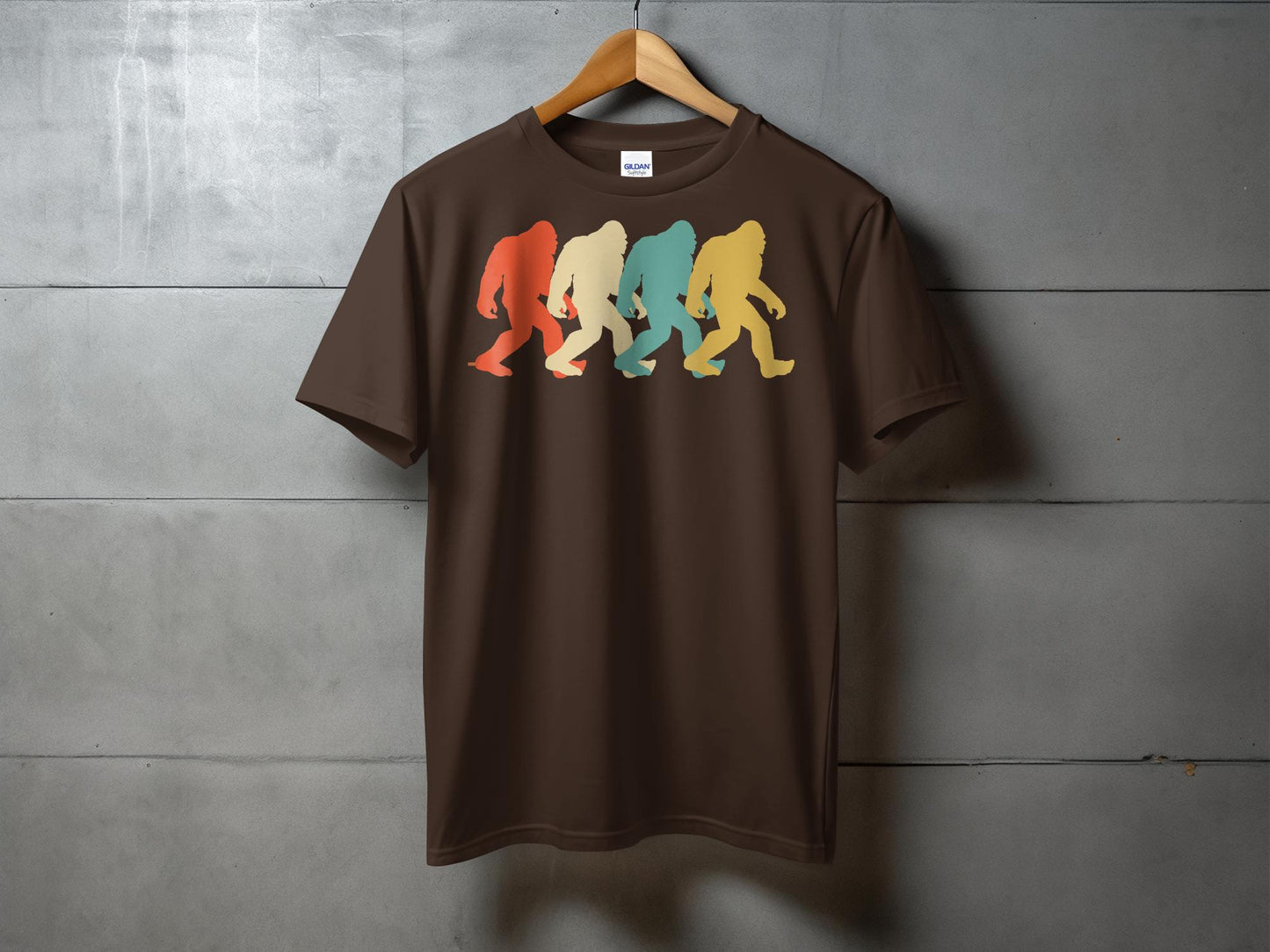 Bigfoot Colorful Silhouettes Design Graphic T-Shirt