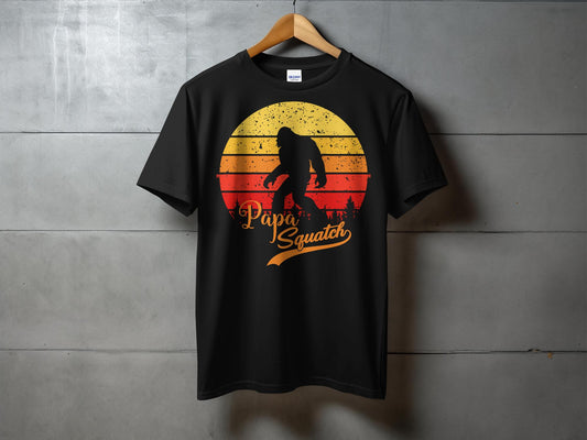 Papa Squatch Retro Sun Design Graphic T-Shirt