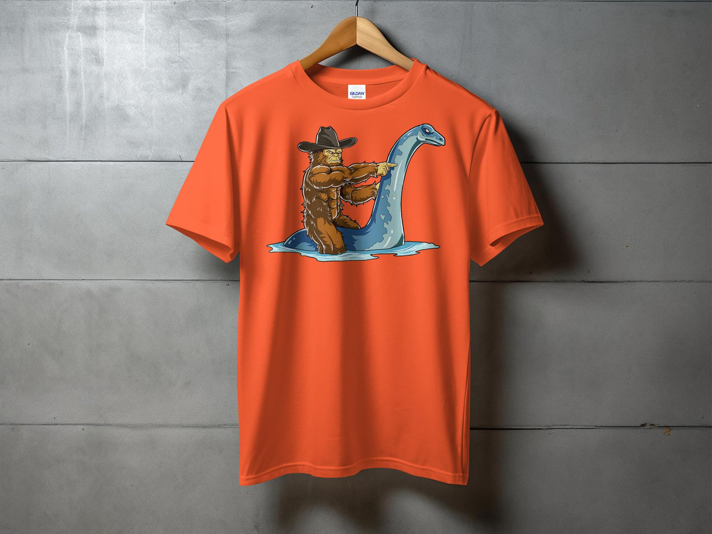 Bigfoot Riding Loch Ness Monster Quirky T-Shirt