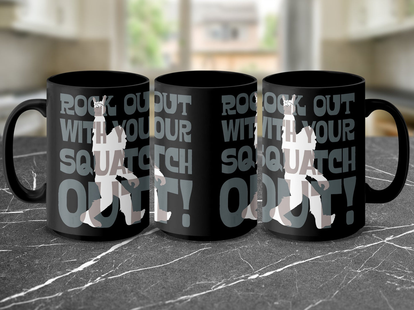 Rock Out With Your Squatch Out Bigfoot Coffee Mug - Perfect Gift for Nature Lovers