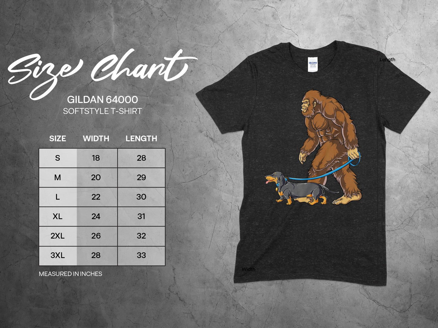 Bigfoot Walking Cute Dachshund Funny Graphic T-Shirt